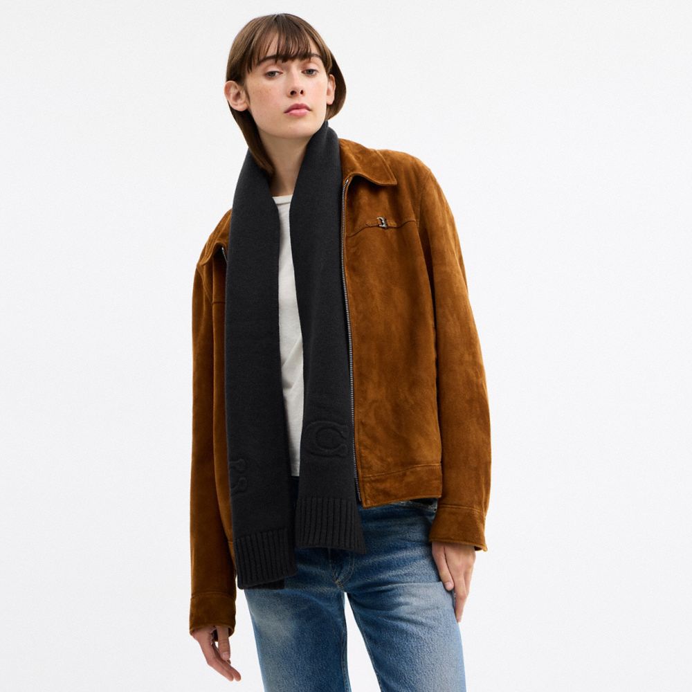 Coach Signature Embossed Knit Muffler Black