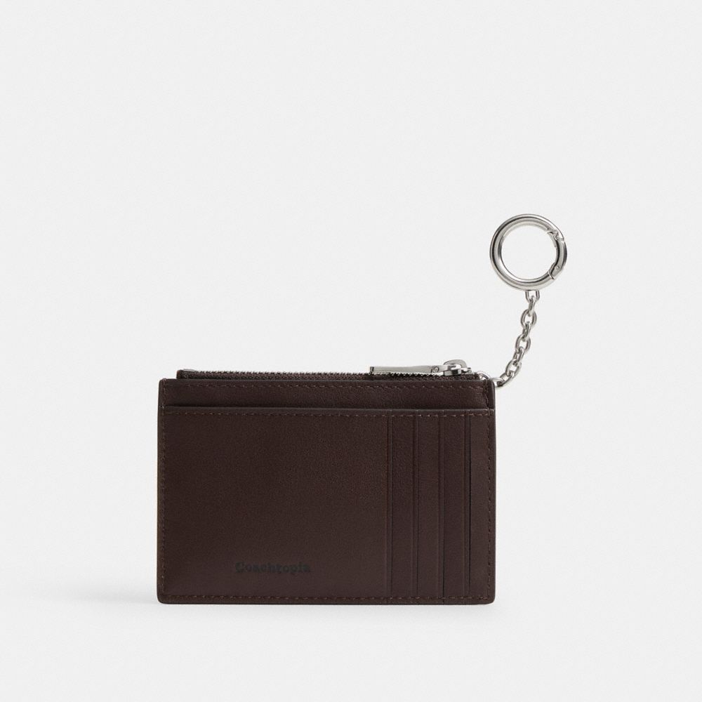 Coach Zip Card Case With Key Ring In Upcrafted Leather Maple