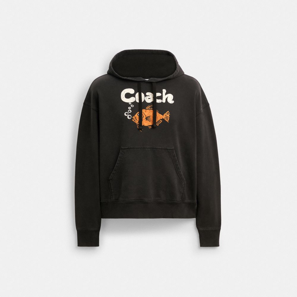 Coach Fish Graphic Hoodie Black