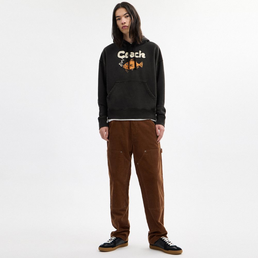 Coach Fish Graphic Hoodie Black