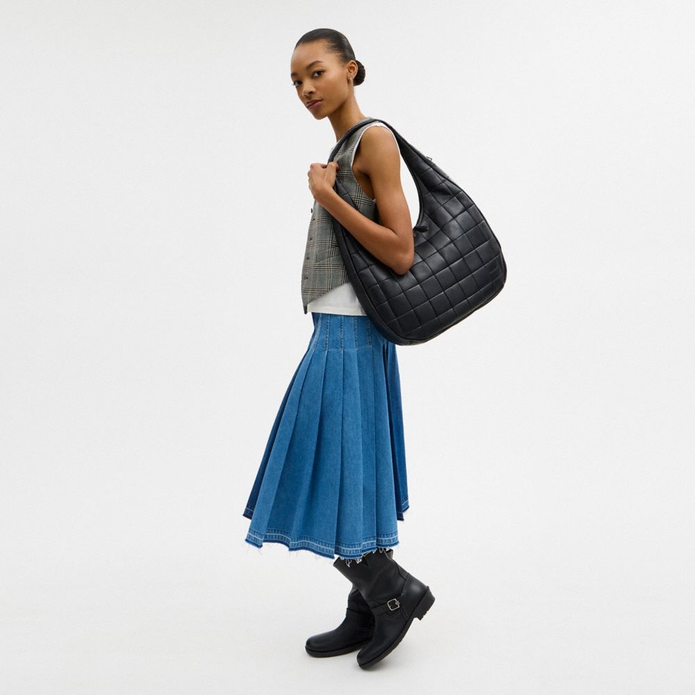 Coach Alter/Ego Large Crescent Shoulder Bag In Upcrafted Leather Black