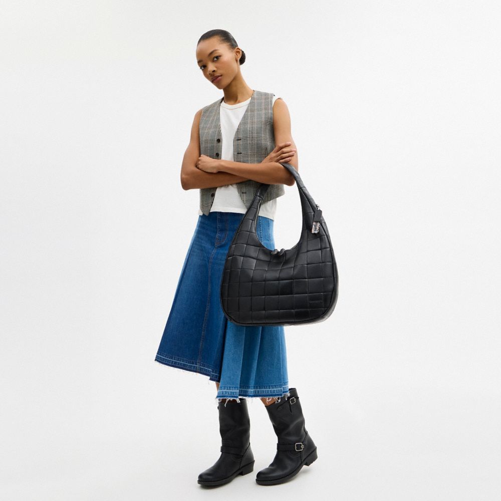Coach Alter/Ego Large Crescent Shoulder Bag In Upcrafted Leather Black
