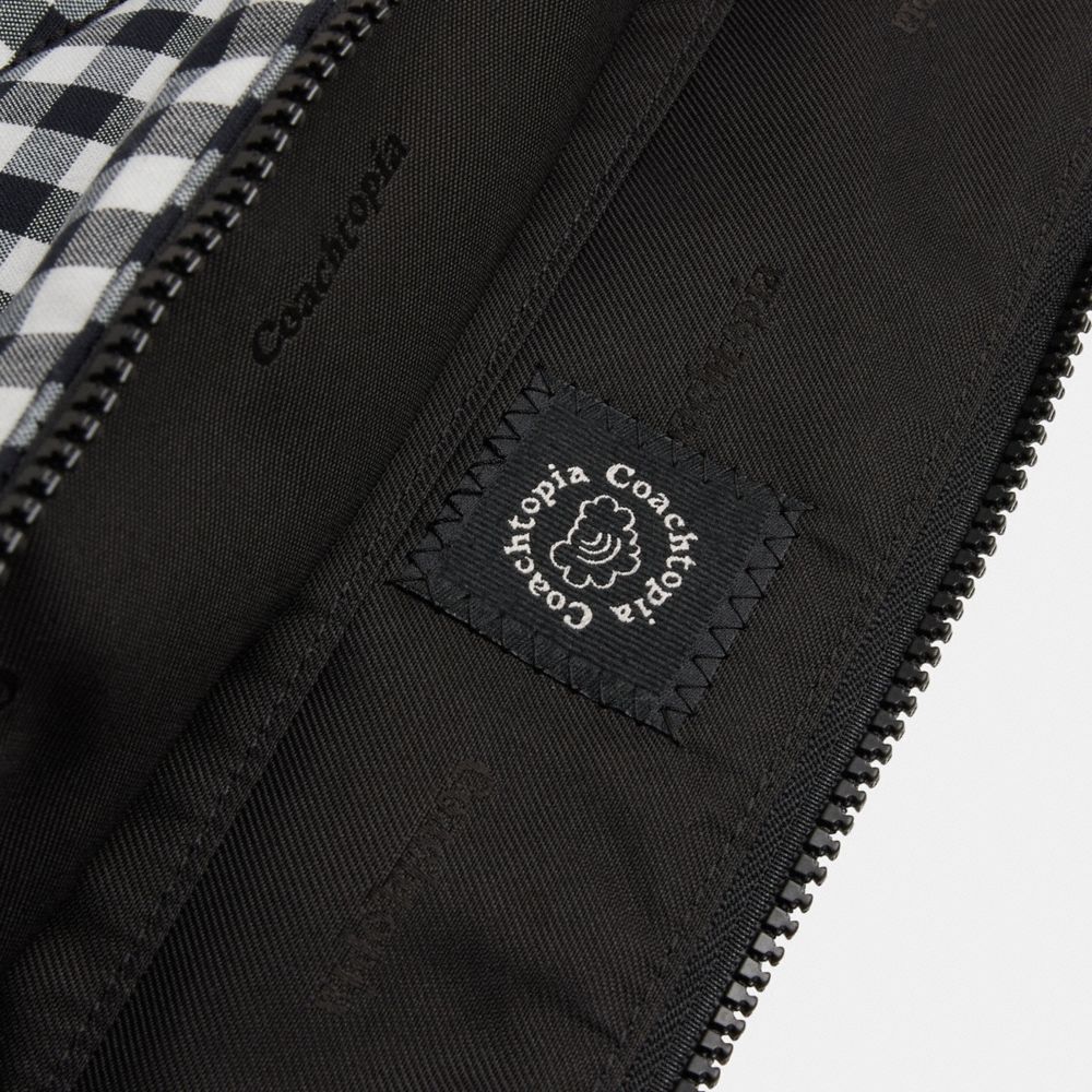 Coach Coachtopia Loop Laptop Sleeve With Wavy Quilting In Gingham Black White Gingham