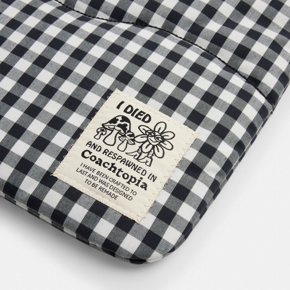 Coach Coachtopia Loop Laptop Sleeve With Wavy Quilting In Gingham Black White Gingham