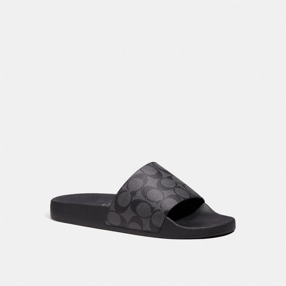 Coach Slide In Signature Canvas Charcoal Black