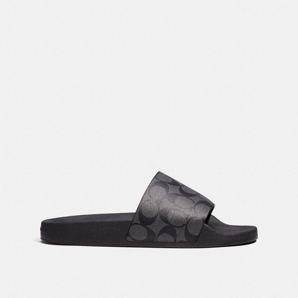 Coach Slide In Signature Canvas Charcoal Black