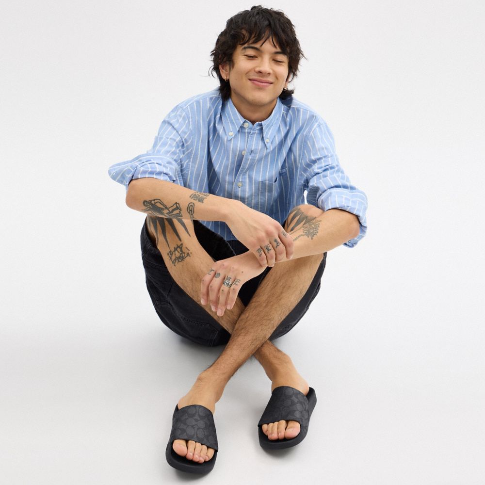 Coach Slide In Signature Canvas Charcoal