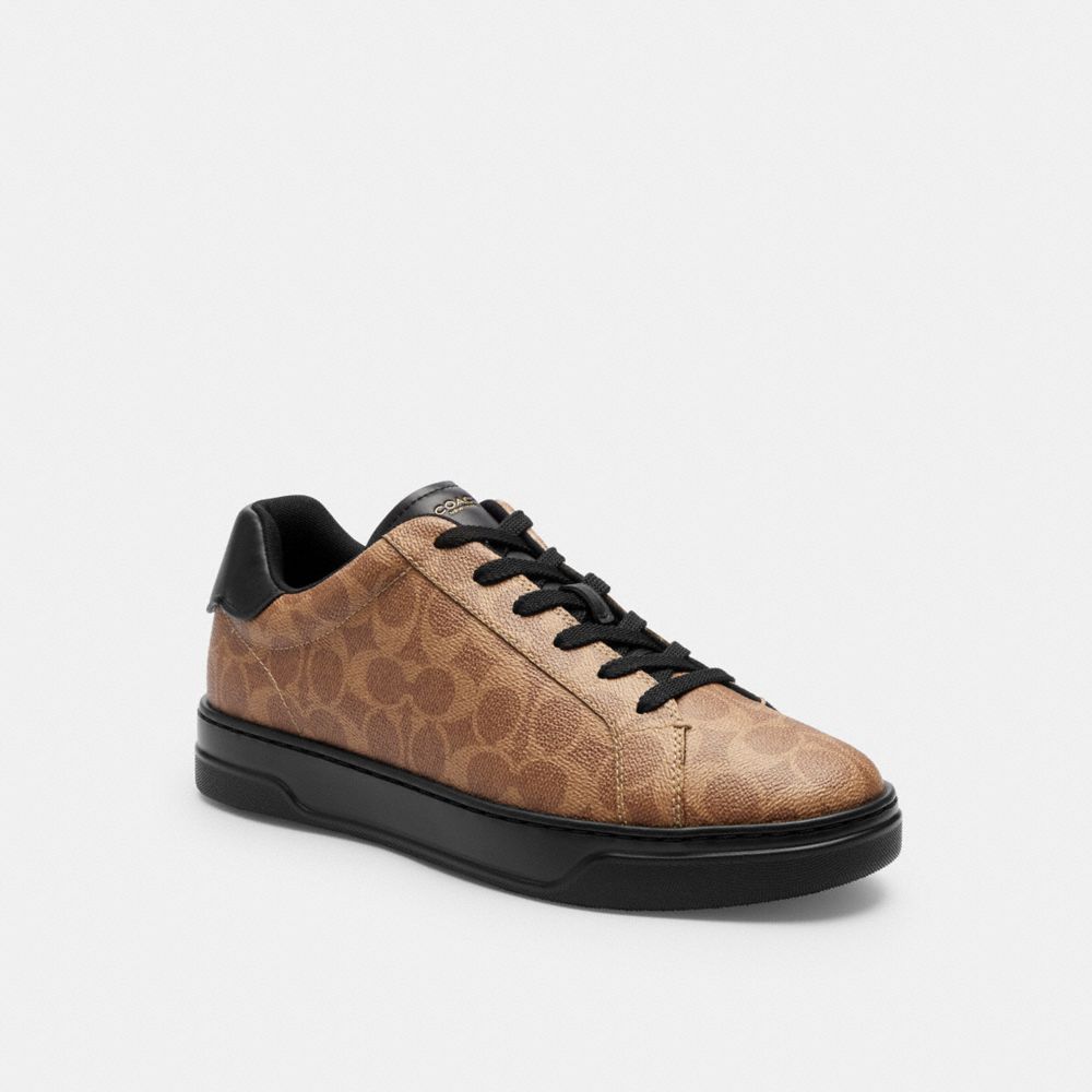 Men's Coach High Line Sneaker In Signature Canvas Khaki Black