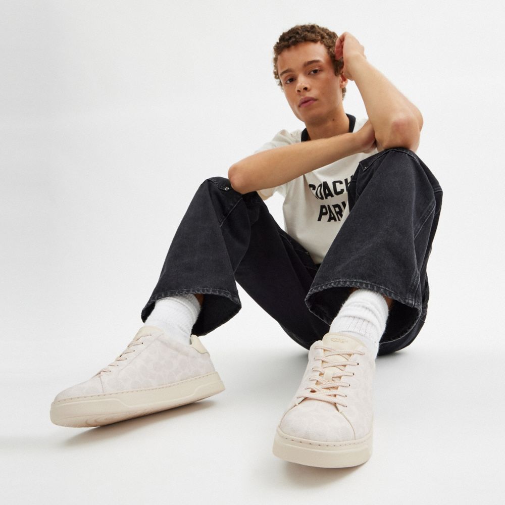 Men's Coach High Line Sneaker In Signature Canvas Off White