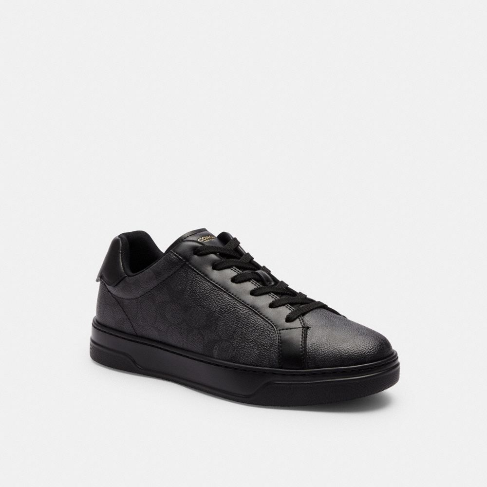 Coach High Line Sneaker In Signature Canvas Graphite Black