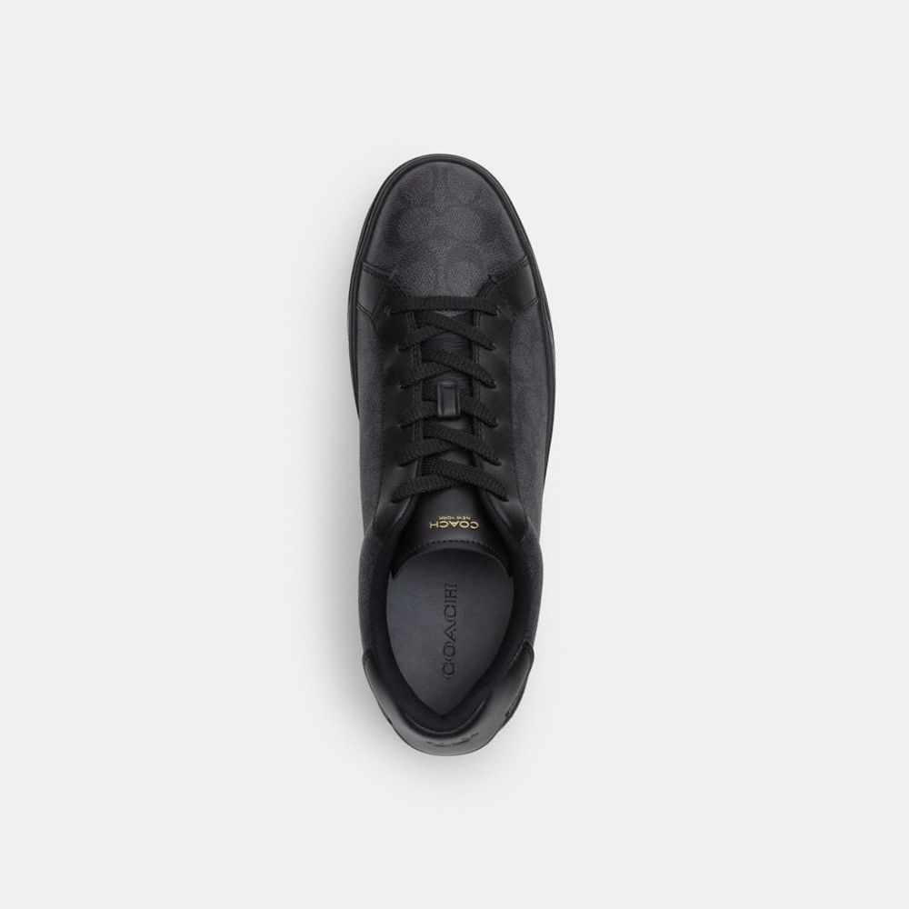 Coach High Line Sneaker In Signature Canvas Graphite Black