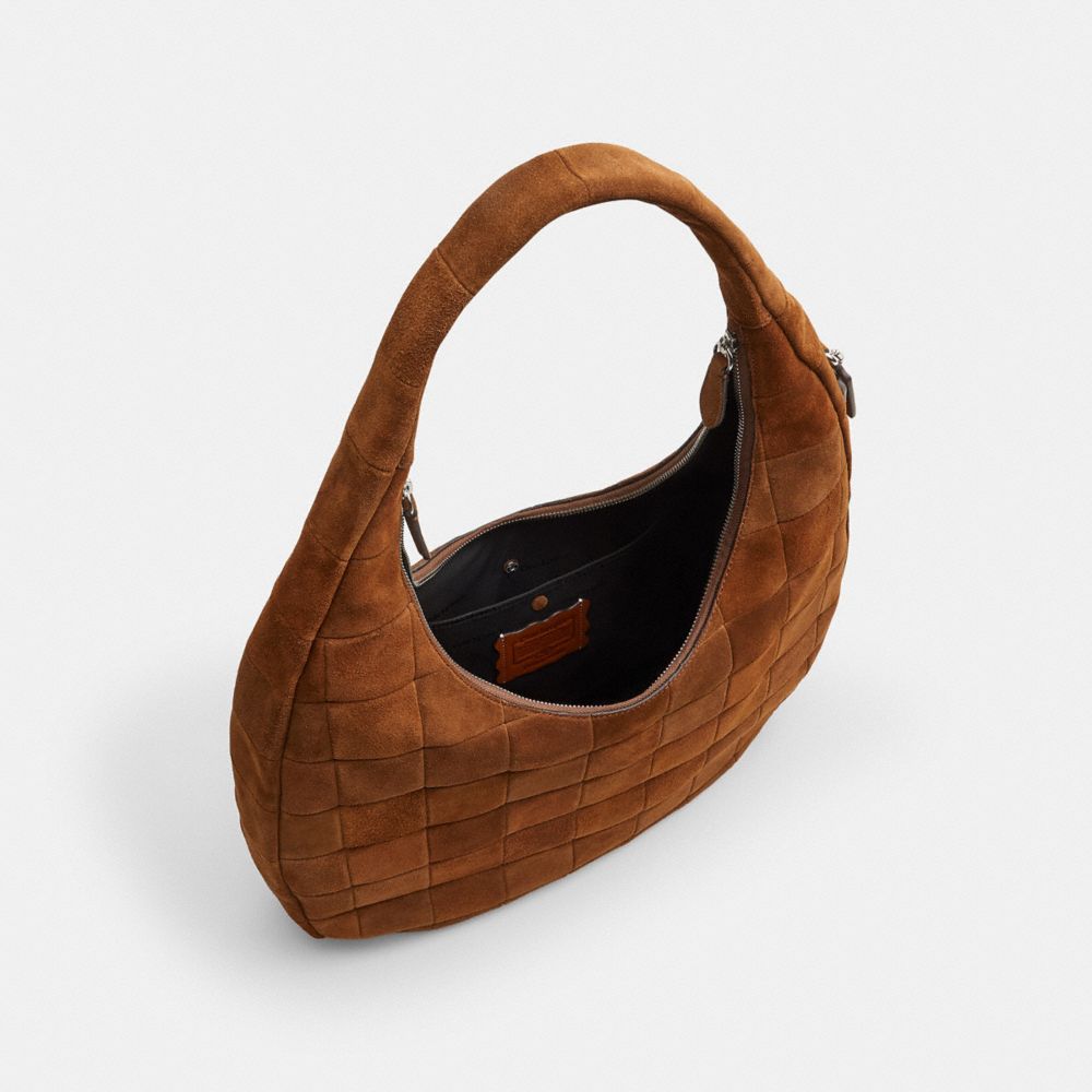 Coach Alter/Ego Large Crescent Shoulder Bag In Upcrafted Suede Warm Brown