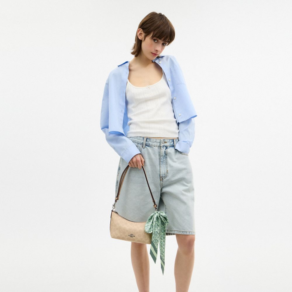 Coach Signature Silk Skinny Scarf Mint