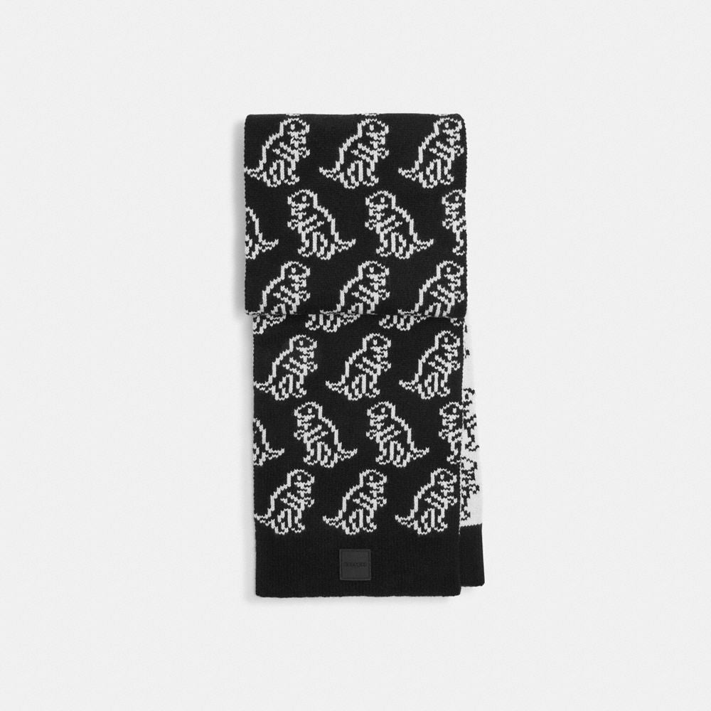 Coach Dino Print Knit Muffler Black