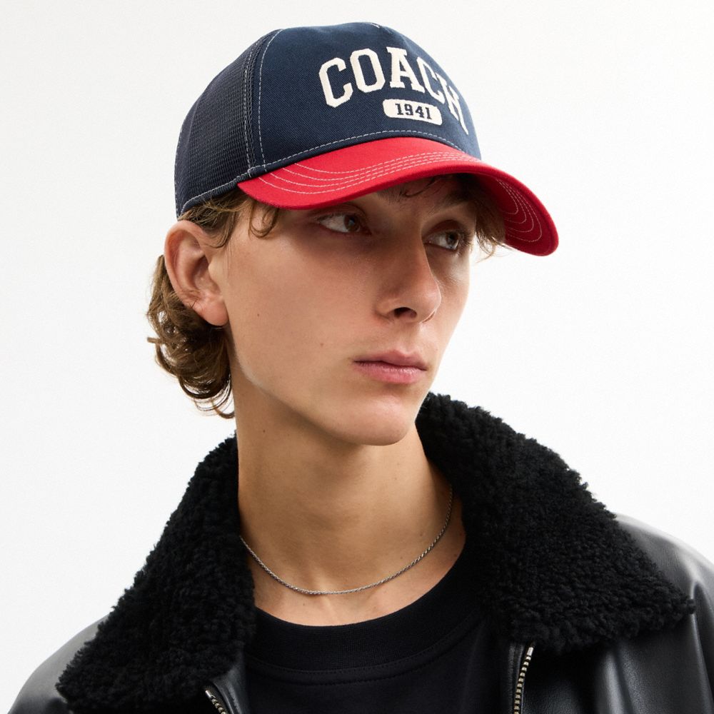 Coach Coach 1941 Varsity Trucker Hat Navy Enamel Red