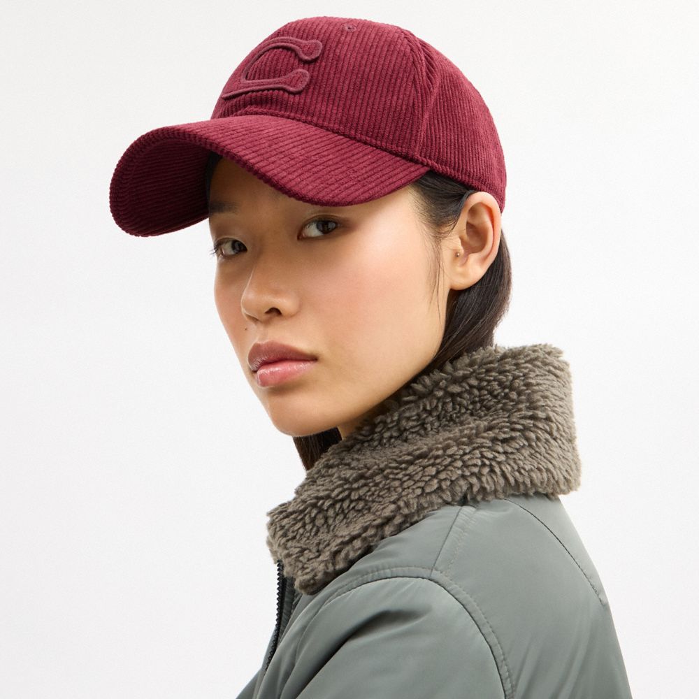 Coach Signature Patch Baseball Hat Dark Wine