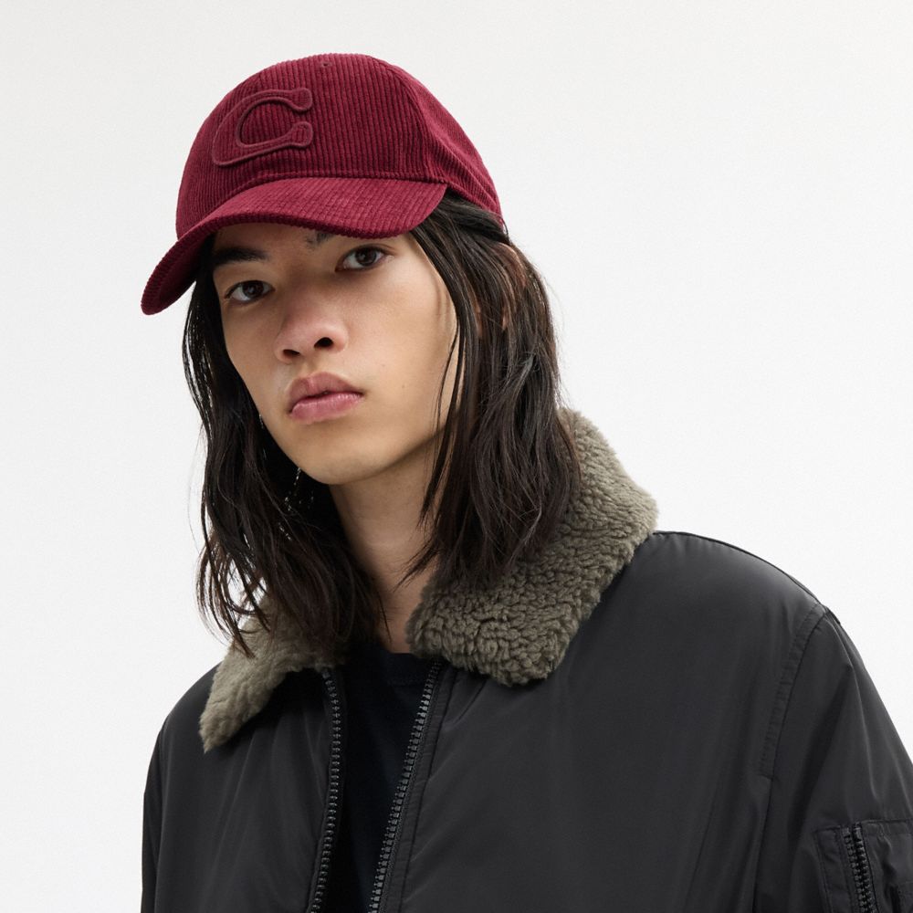 Coach Signature Patch Baseball Hat Dark Wine