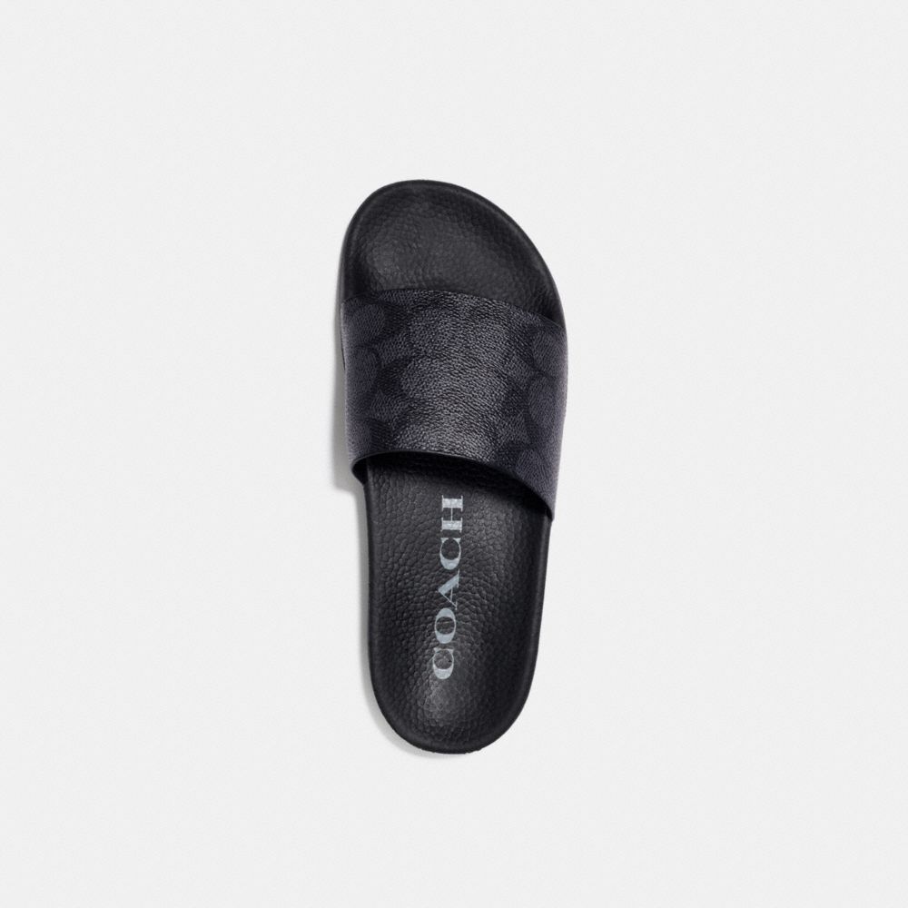 Women's Coach Udele Sport Slide In Signature Canvas Charcoal Black