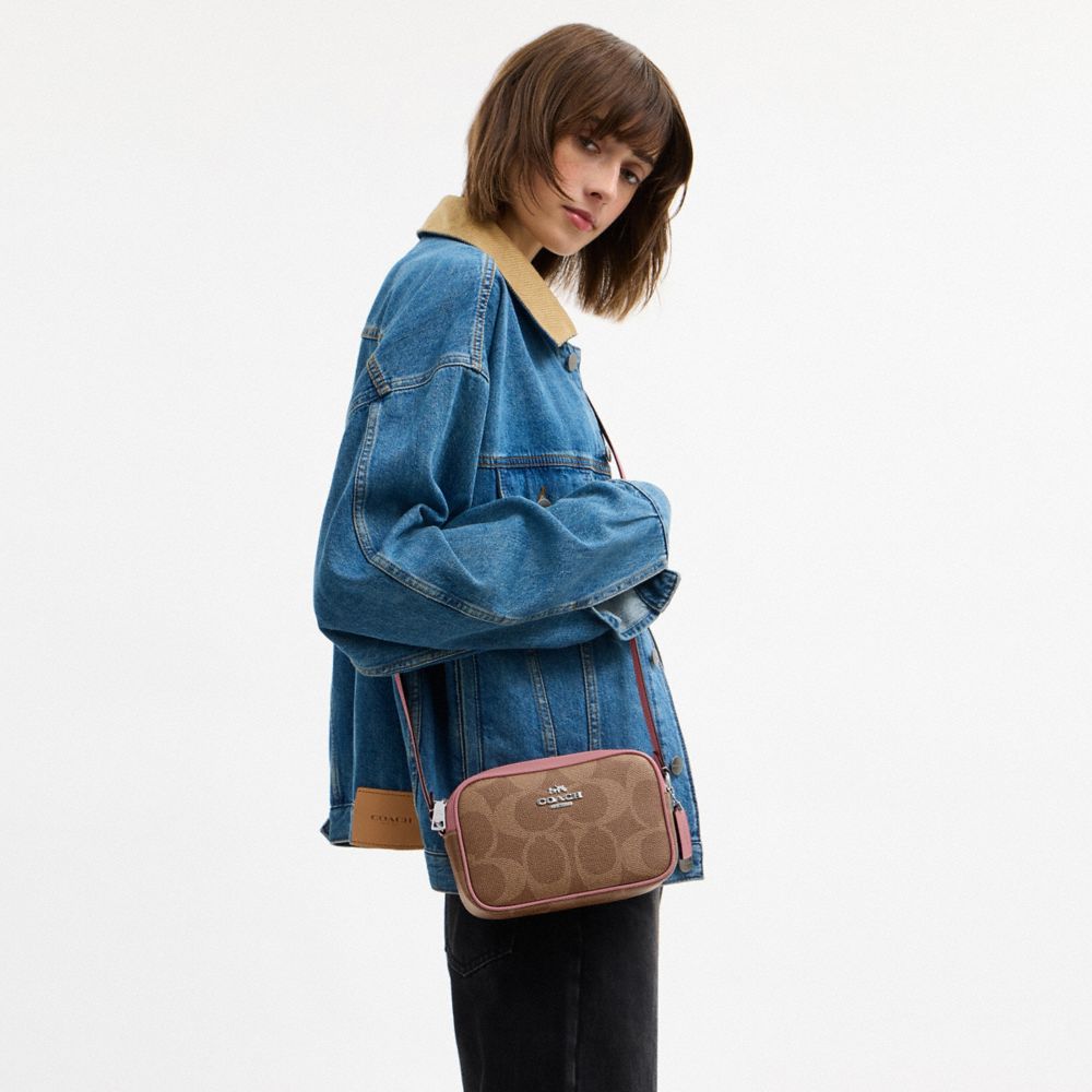 Coach Mini Jamie Camera Bag In Maxi Signature Canvas Sv Tan Dusty Pink