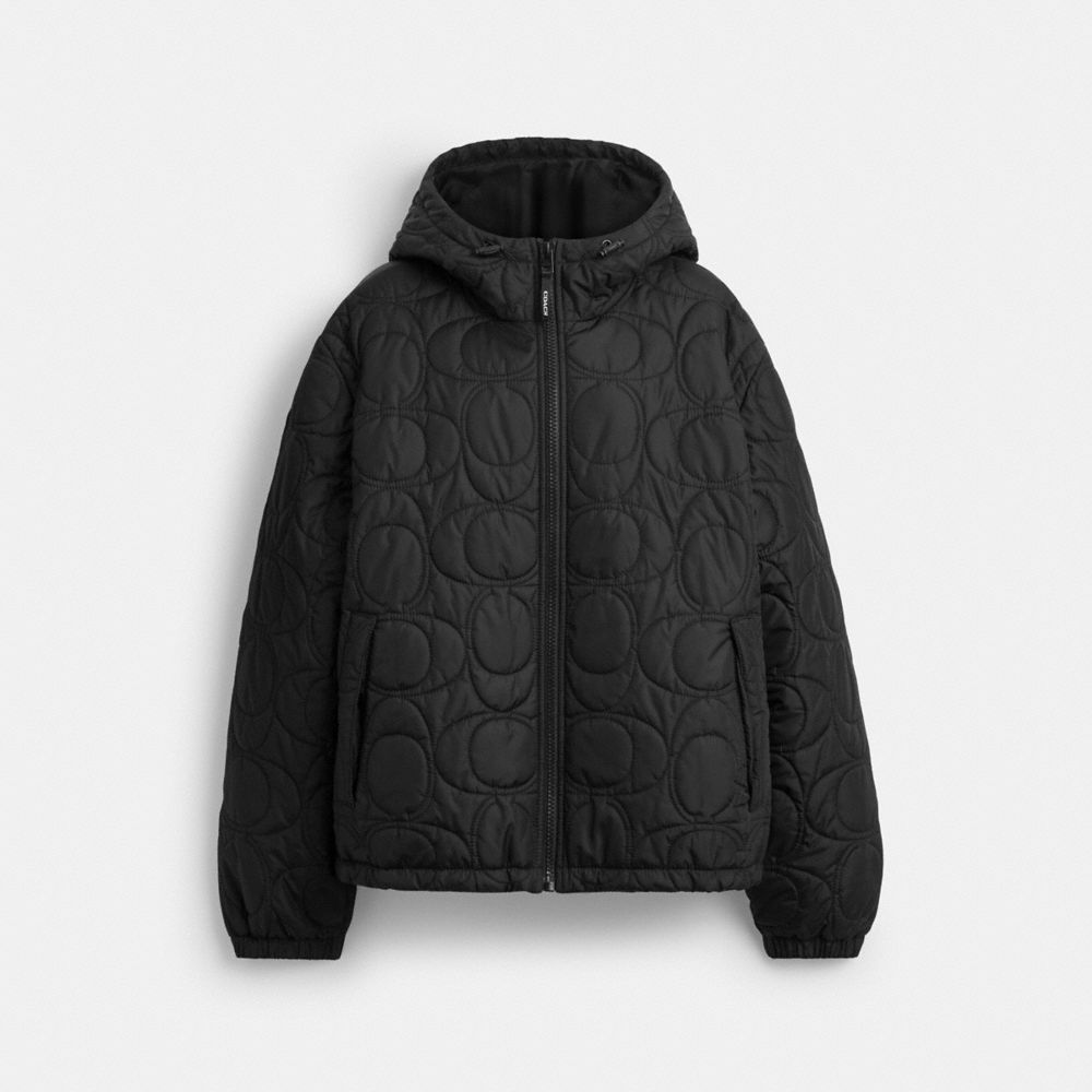 Coach Quilted Signature Puffer Jacket In Recycled Polyester Black
