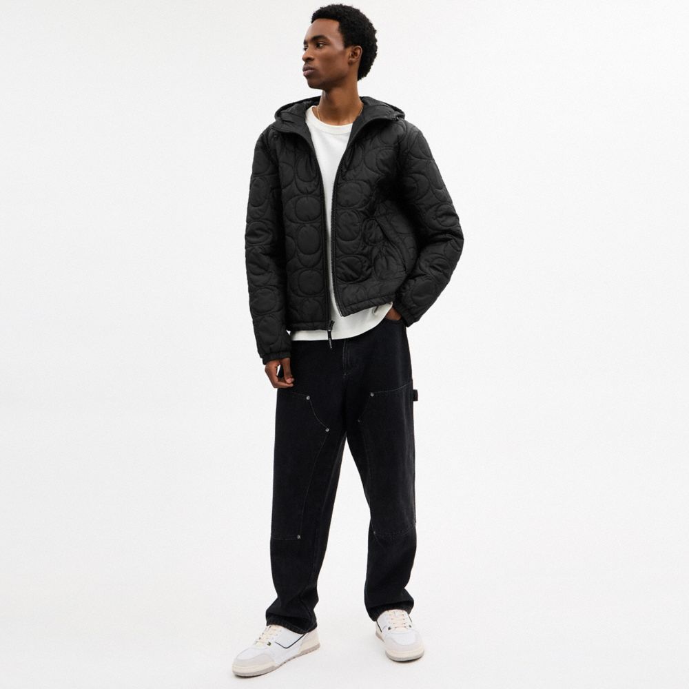 Coach Quilted Signature Puffer Jacket In Recycled Polyester Black