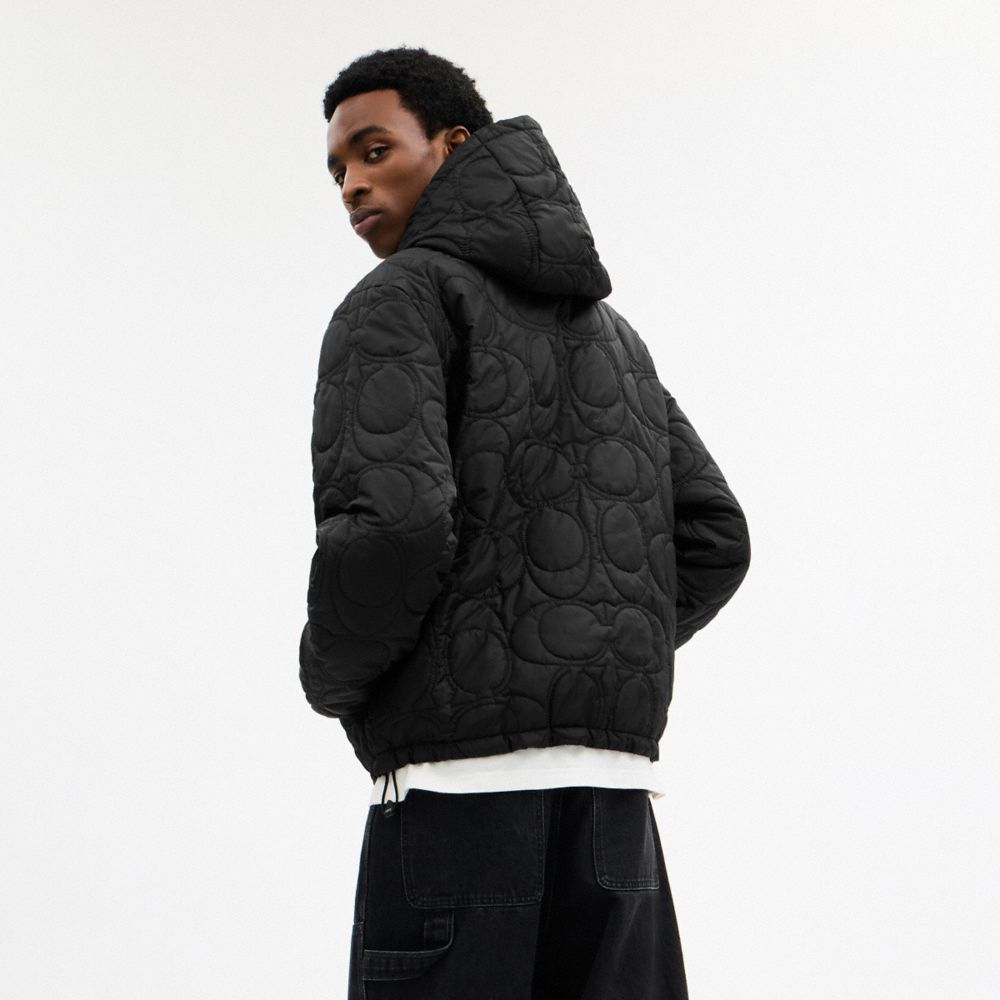 Coach Quilted Signature Puffer Jacket In Recycled Polyester Black