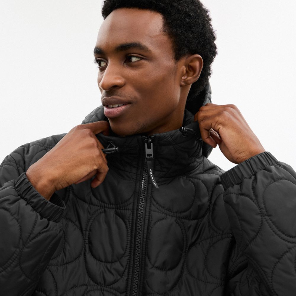 Coach Quilted Signature Puffer Jacket In Recycled Polyester Black