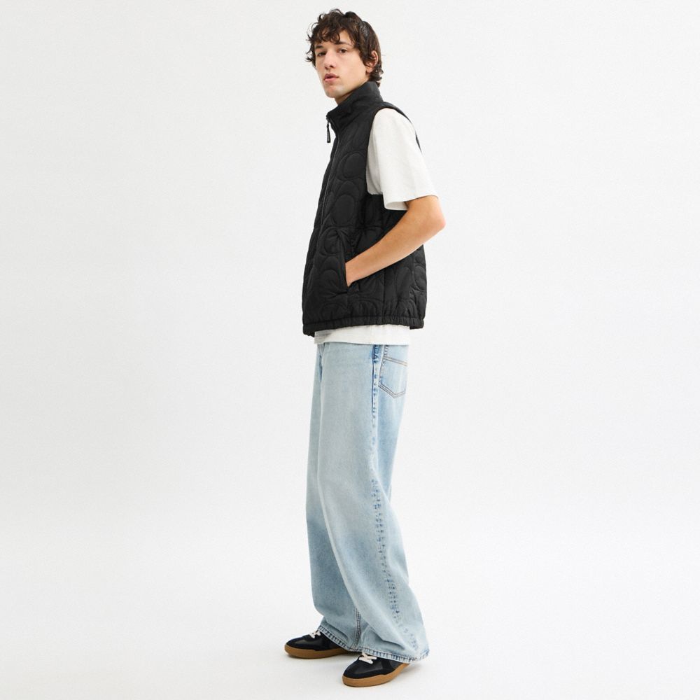 Coach Quilted Signature Puffer Vest In Recycled Polyester Black