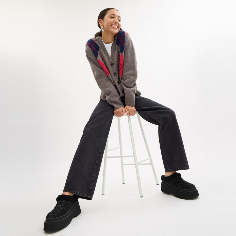Women's Coach Cecelia Clog In Signature Suede Black