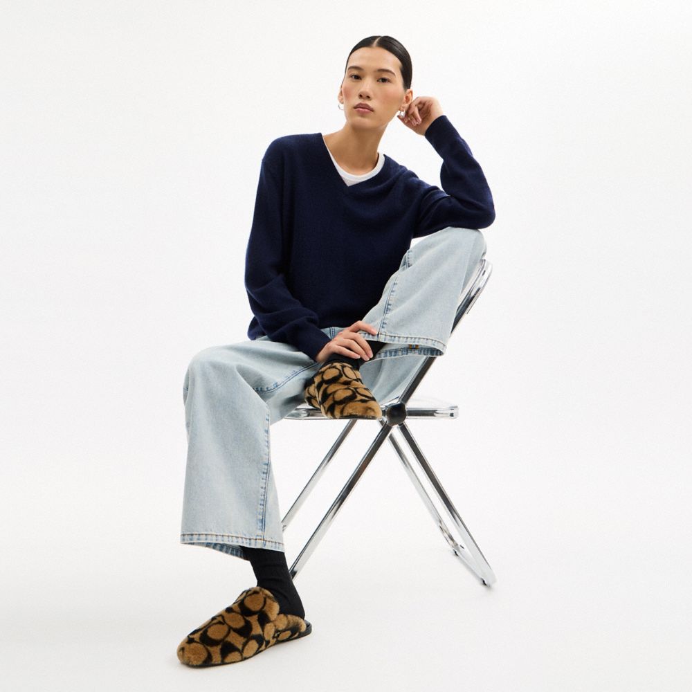 Women's Coach Slipper In Signature Shearling Coconut