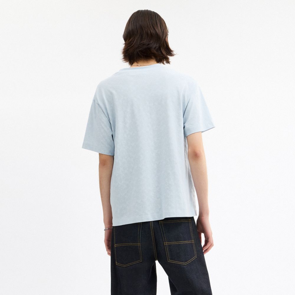 Coach Floppy Signature Relaxed T Shirt Blue Signature