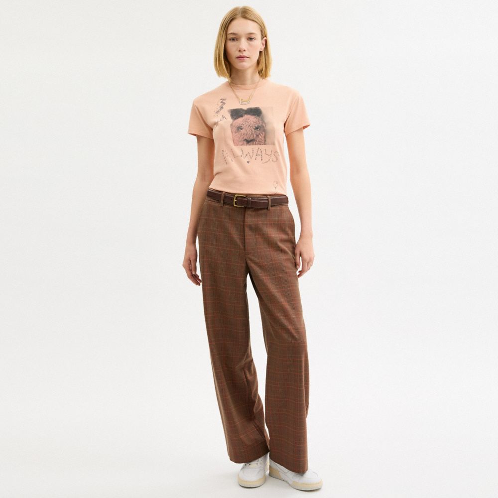Coach Tailored Pants Orange Pink Plaid