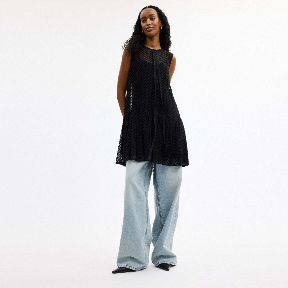 Coach Velvet Burnout Dress Black