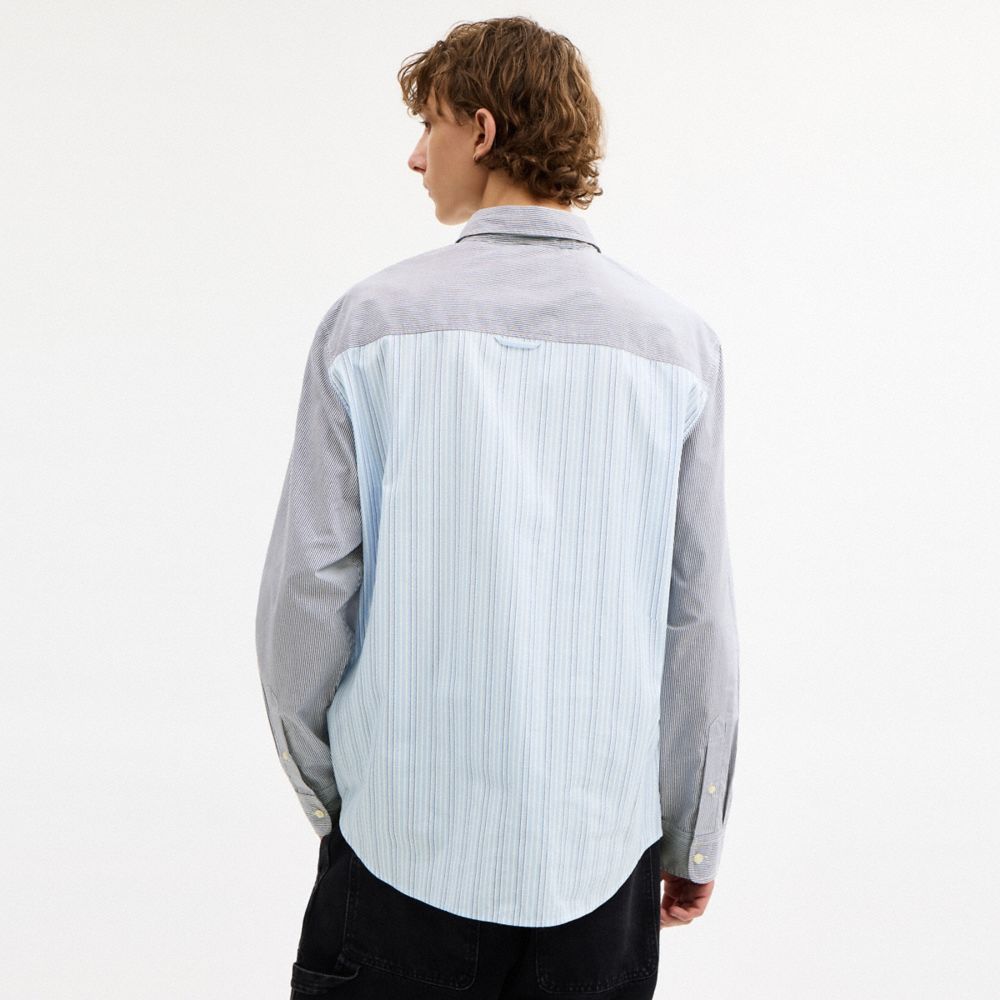 Coach Mashup Stripe Shirt Blue Blue Multi