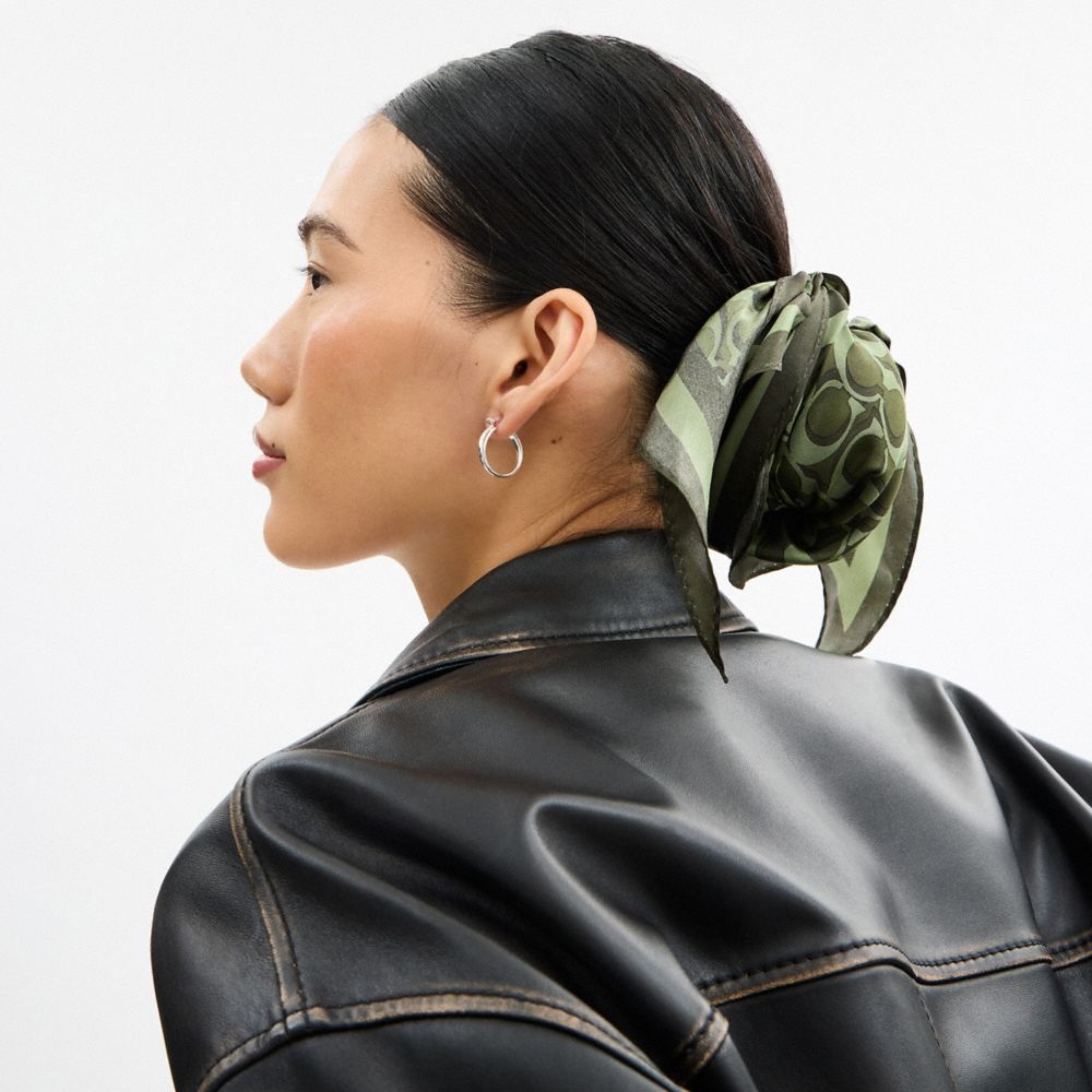 Coach Signature Silk Diamond Scarf Olive