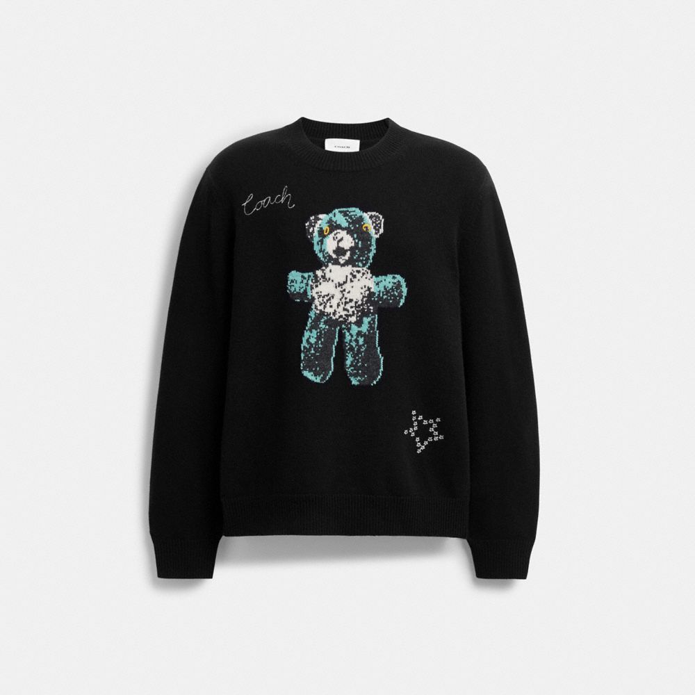 Coach Lightweight Bear Graphic Sweater Black