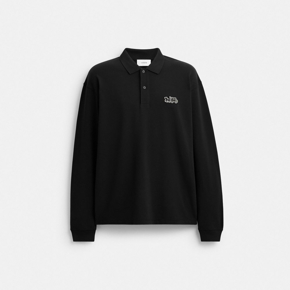 Coach Horse And Carriage Long Sleeve Polo Black
