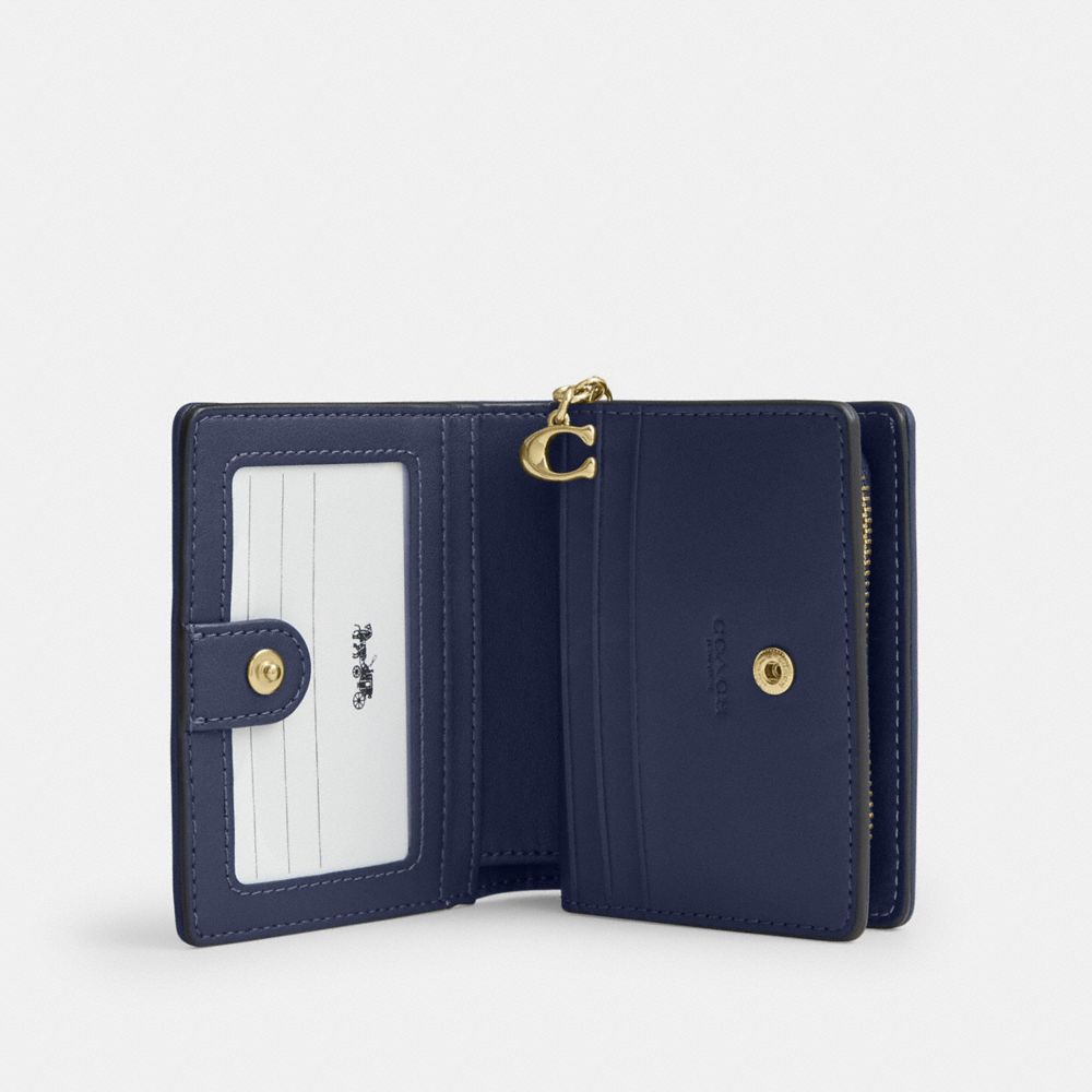 Coach Snap Wallet In Signature Chenille Gold/Navy