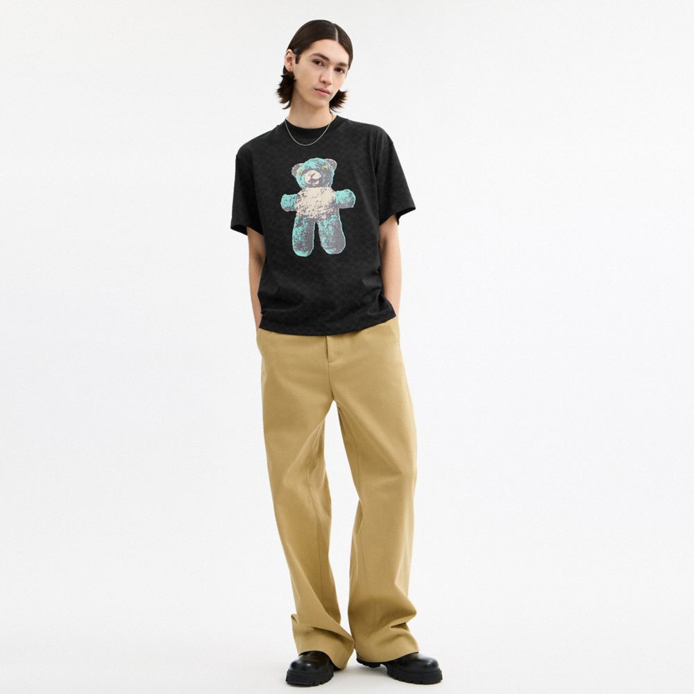 Coach Teddy Graphic Signature Relaxed T Shirt Black Signature