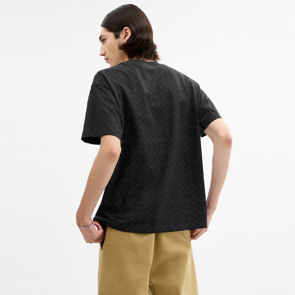 Coach Teddy Graphic Signature Relaxed T Shirt Black Signature