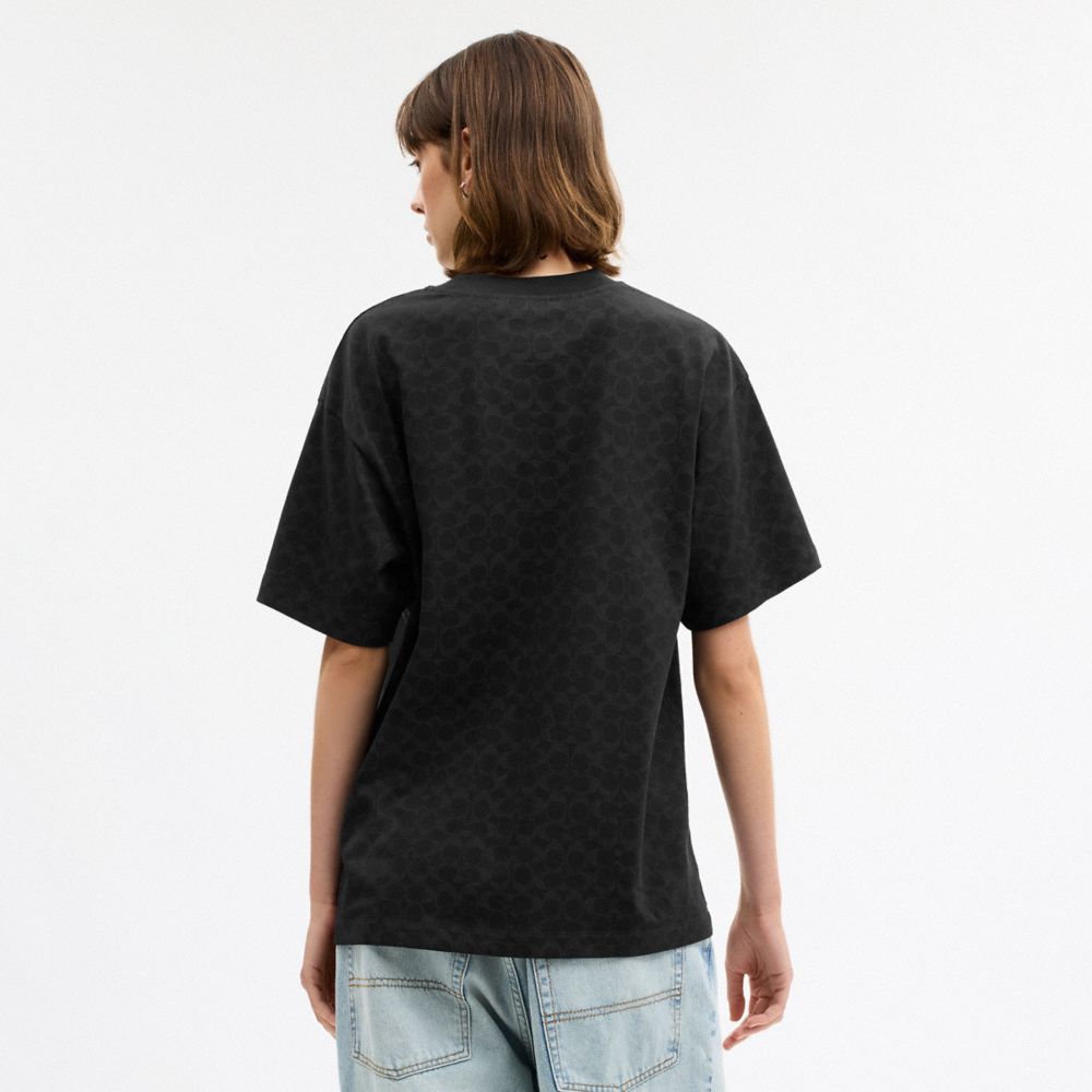 Coach Teddy Graphic Signature Relaxed T Shirt Black Signature