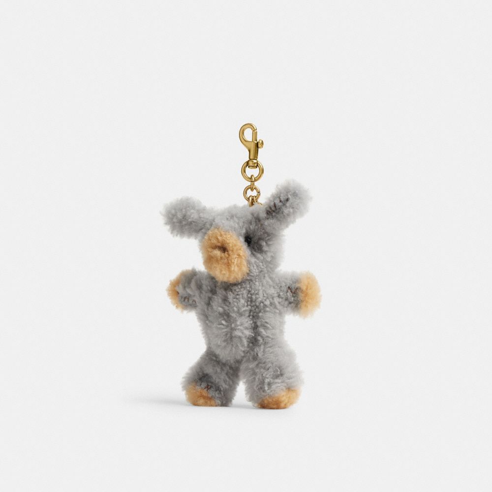 Coach Fuzzy Bag Charm In Shearling Brass Multi