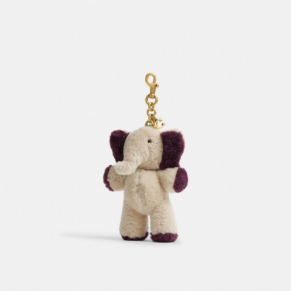 Coach Ellie Bag Charm In Shearling Brass Multi