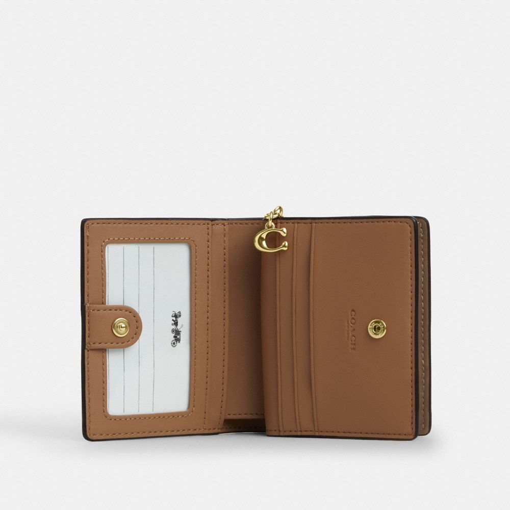 Coach Snap Wallet With Patchwork And Snake Print Gold