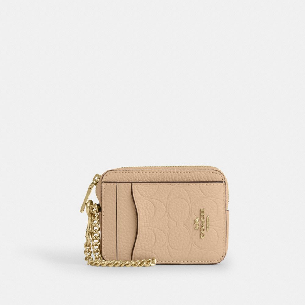 Coach Zip Card Case In Signature Leather Im Oat