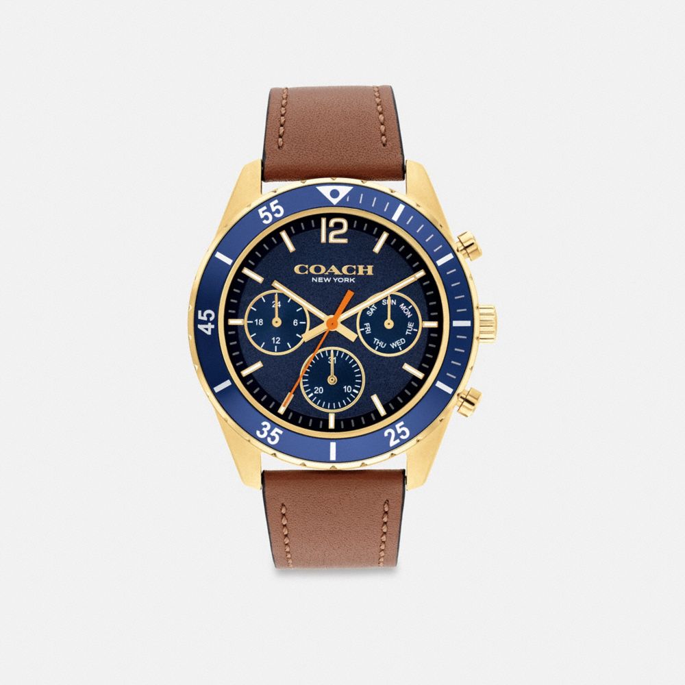 Coach Cole Chronograph Watch, 44 Mm Saddle