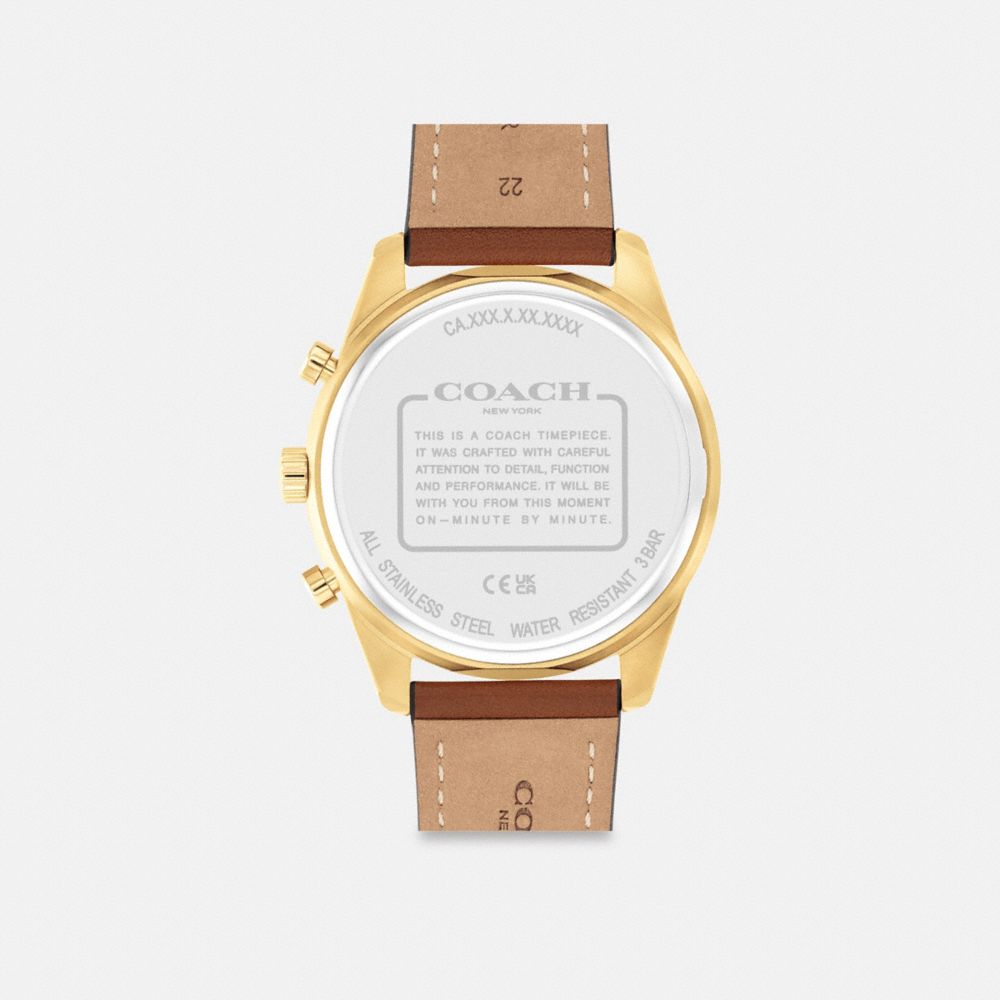 Coach Cole Chronograph Watch, 44 Mm Saddle