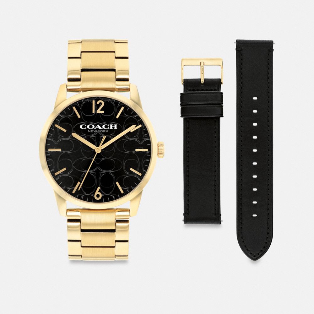 Coach Keane Watch Gift Set, 39 Mm Gold Black