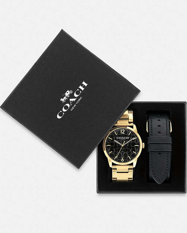 Keane Watch Gift Set, 39 Mm Gold-Black Gold-Black