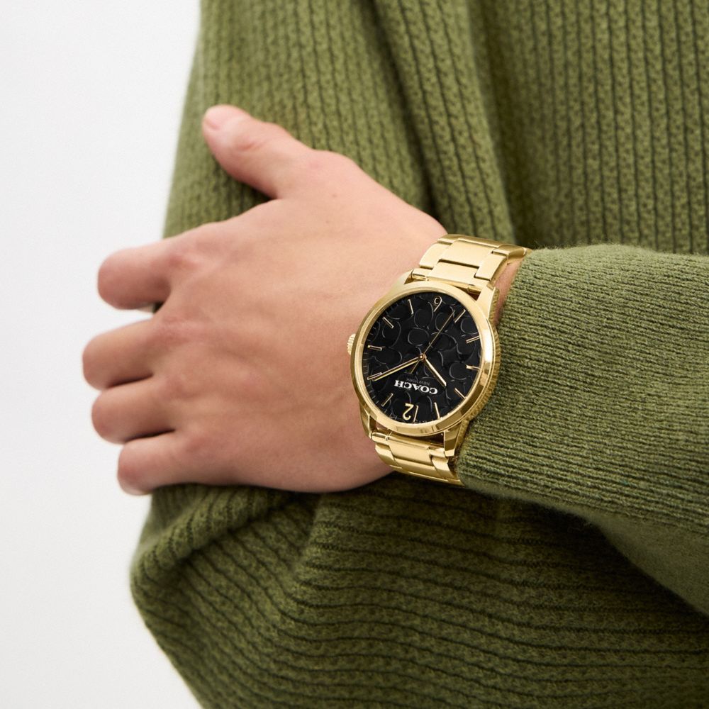 Coach Keane Watch Gift Set, 39 Mm Gold Black